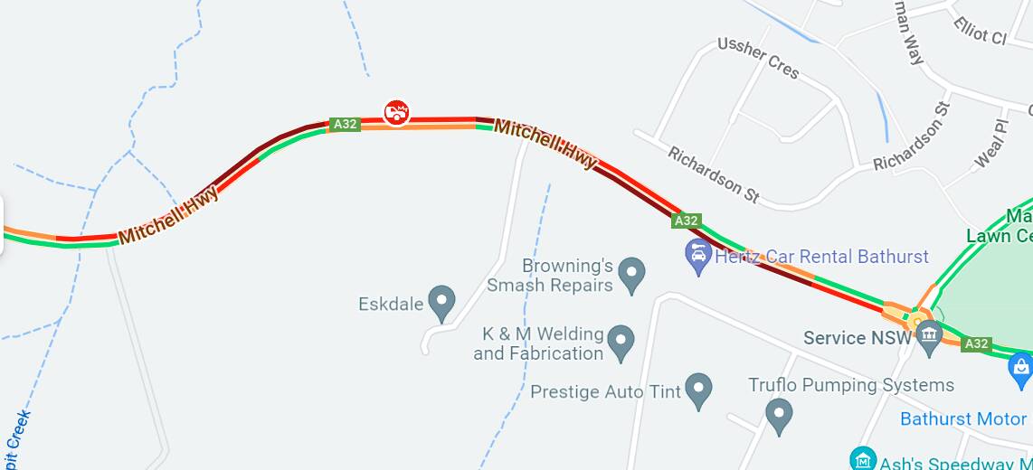 Live traffic updates as of 11.50am showed that traffic between Cardinia Avenue and the roundabout turning into Bradwardine Road was moving slowly. 