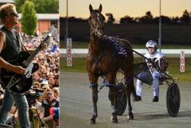 The Living End (left) will perform at Parkes' big night of racing, where regional horses like Karloo Louie (right) could line up. File pictures
