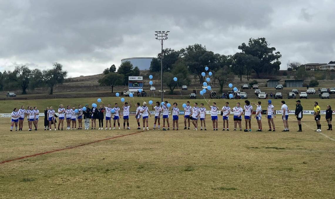 The Parkes Spacemen released balloons prior to their under 18s match on Saturday. Picture supplied/Parkes Spacemen Rugby League Page Facebook