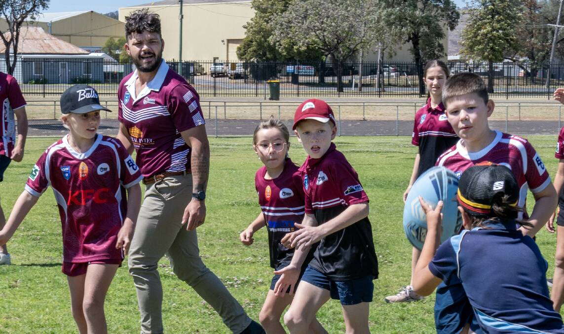 Justin Toomey-White, pictured at this week's Squadron Energy sponsorship announcement, will captain-coach the Cowboys again in 2024. Picture by Belinda Soole
