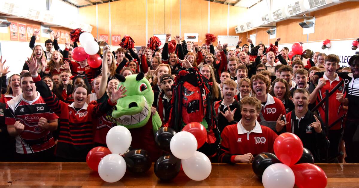 Dubbo College students get into the spirit of things at the annual Astley Cup assembly. Picture supplied