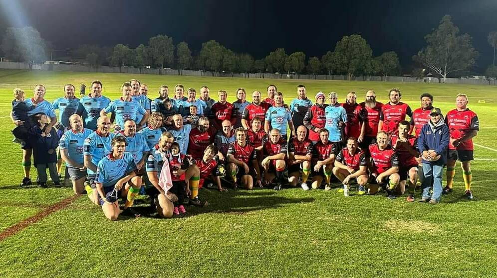 Dubbo Roos and Geurie players after the 2023 Old Boys' game to honour Marty Tink. Picture supplied