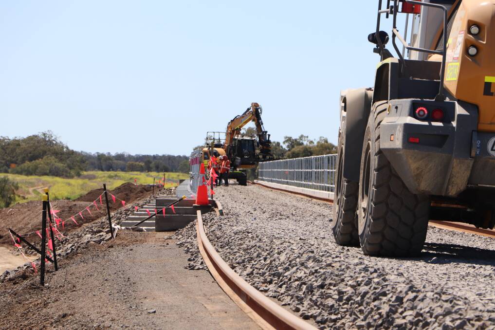 Workers on the Inland Rail Narrabri to North Star section in 2021. Pictures supplied