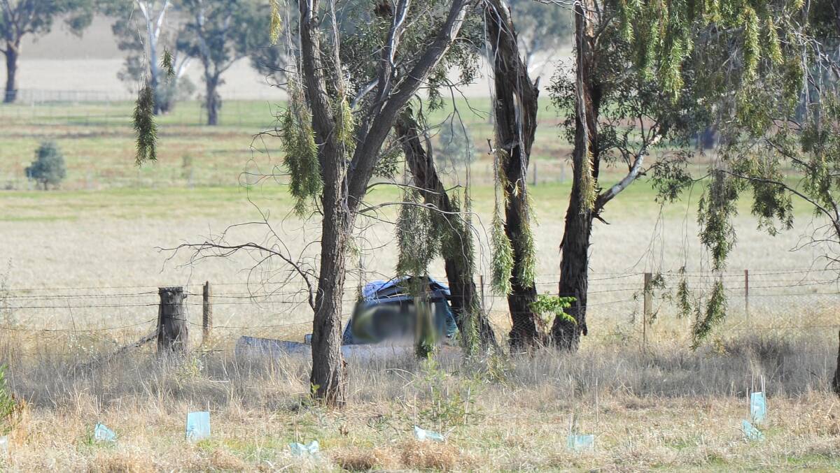 The scene of the crash near Wagga Wagga that claimed the life of a Dubbo teen on Saturday. Photo: Kieren L Tilly 