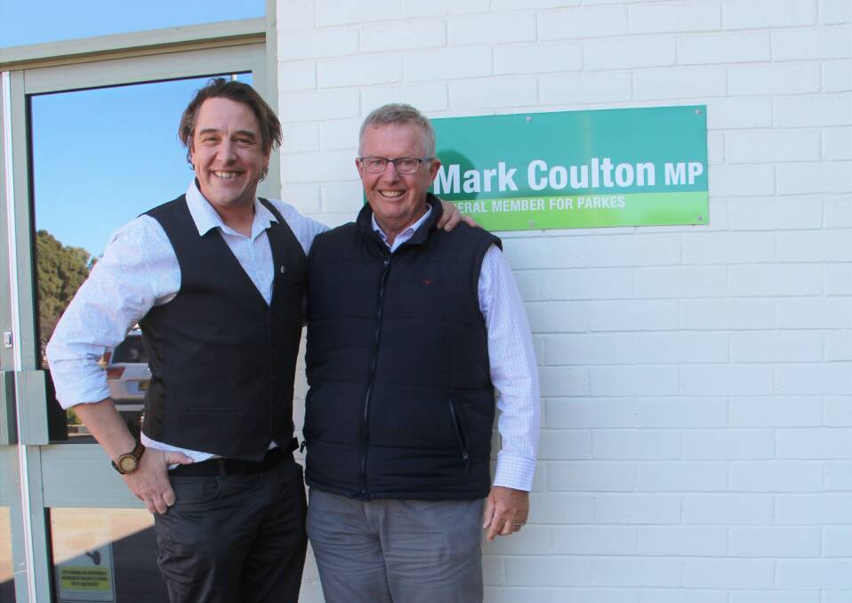 Federal member for Parkes Mark Coulton with Samuel Johnson. Picture submitted