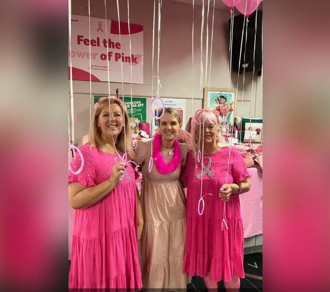 Carolyn Keep, Cassandra Sullivan and Debbie Veale at a previous Trundle Pink Ribbon Night. Picture supplied