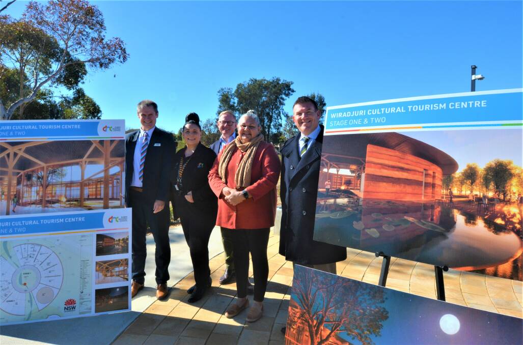 Dubbo mayor Mathew Dickerson, Aboriginal liaison officer Kerry Ann Stanley, Aboriginal Affairs minister Ben Franklin, councillor Pam Wells and Dubbo MP Dugald Saunders at the centre announcement. File picture.