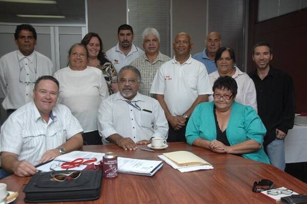 Aboriginal Community Justice Group Co-ordinator Barry Coe (back), Evelyn Barker, Mylisa Smith, Darren Toomey, Anthony Amatto, Michael Fernando, Ian Pritchell, Christine Fernando, Mark Gibson, (front) Dudley Beetson, Henry Alberts and Roselyn Barker. Photo: AMY GRIFFITHS